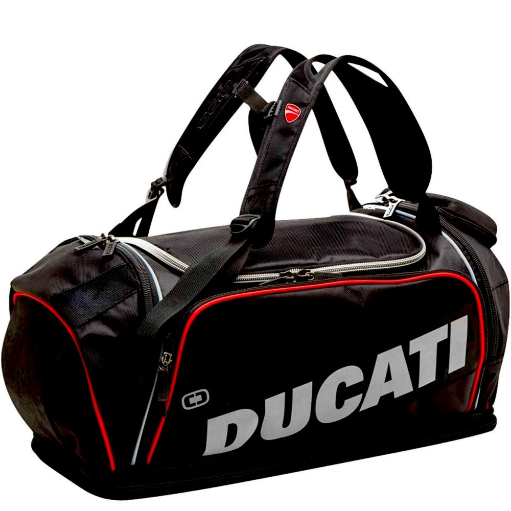 Ducati Black and Red Duffel Bag - Men’s Travel & Gym Bag